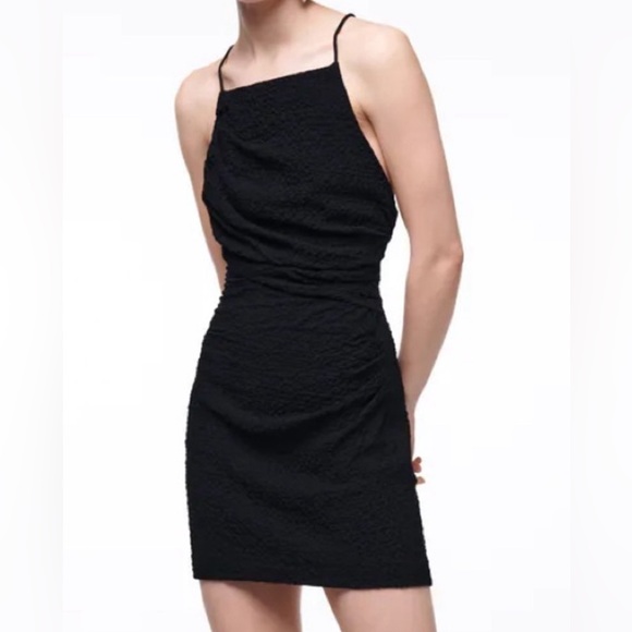 Zara Women’s Textured Draped Mini Dress - Size L - Picture 2 of 9